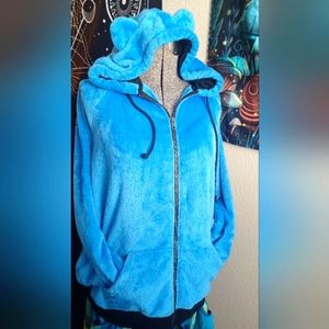 Blue Fuzzy Bear Hoodie